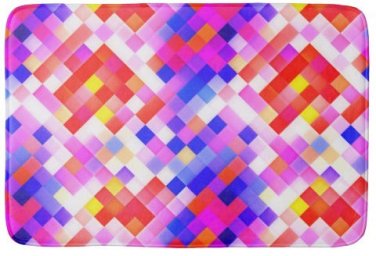 Colorful Abstract Squares Large Bath Mat Bath Mats