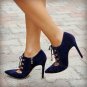 FASHION WOMAN SHOES SPECIAL DESIGN HIGH HEELS  SUEDE BLACK DARK BLUE MS15002