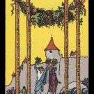 IV Four 4 of Wands RWS Tarot Handmade 3x4 Giclee Art Print Sew on Patches FREE S/h