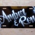 Airbrush Custom License Plate Personalized w/ Your Name Gray and Black