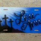Airbrush Custom License Plate Car Tag Personalized w/ Your Name Jesus Cross