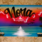 Blue Ice Sunset Hearts Airbrush Custom License Plate Car Tag Personalized Name