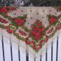 Floral Vintage Pure Wool Scarf White Ukrainian, Russian Floral Scarf, white shawl, white USSR Shawl,