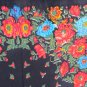 Floral Scarf Pure Wool Vintage Black Ukrainian, Russian Floral Scarf, black shawl, black USSR Shawl,