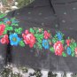 USSR Wool Black Vintage Ukrainian Floral Scarf, Russian Floral Scarf, black shawl, black USSR Shawl,