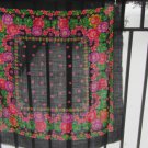 Natural Wool Black Floral Ukrainian Scarf, Flowers Ukrainian Black Shawl, Russian Floral Shawl, Flor