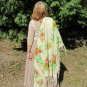 Vintage Wool Floral Fringe White Scarf, Pink flowers Ukrainian White Shawl, Russian Floral Scarf, Fl