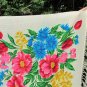 Vintage Wool Floral White Fringe Shawl, Pink flowers Ukrainian White Shawl, Russian Floral Scarf, Fl