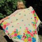 Vintage Wool Floral White Fringe Shawl, Pink flowers Ukrainian White Shawl, Russian Floral Scarf, Fl