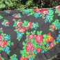 Wool Black Vintage With Fringe Ukrainian Scarf, Russian Floral Scarf, black shawl, black USSR Shawl,