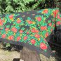 Wool Vintage Black With Fringe Ukrainian Scarf, Russian Floral Scarf, black shawl, black USSR Shawl,