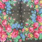 Black Wool Vintage Ukrainian Scarf, Russian Floral Scarf, black shawl, black USSR beautiful Shawl, B