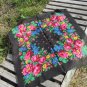 Black Wool Vintage Ukrainian Scarf, Russian Floral Scarf, black shawl, black USSR beautiful Shawl, B