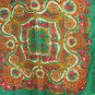 Asian small Green Vintage Shawl With Fringes, Asian Floral Green Scarf, Asian style shawl, floral wo