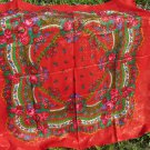 Asian Red Floral Vintage Shawl, Asian Floral Red Wool Scarf, Asian style shawl, floral wool red scar