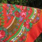 Asian Red Floral Vintage Shawl, Asian Floral Red Wool Scarf, Asian style shawl, floral wool red scar