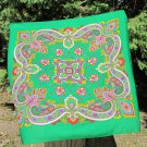 Asian Wool Green Vintage Shawl, Asian Floral Green Scarf, Japanesen style shawl, floral wool green s