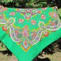 Asian Wool Green Vintage Shawl, Asian Floral Green Scarf, Japanesen style shawl, floral wool green s