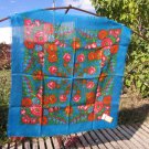 Azerbaijan Vintage Blue Floral Wool Shawl, Azerbaijan Floral Blue Scarf, russian style shawl, floral