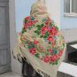 White Vintage Ukrainian shawl, Russian Floral Scarf ,floral scarf, white shawl, wedding shawl, bride