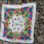 Vintage Floral Wool and Acrylic White Scarf, Ukrainian White Shawl, Russian Floral Scarf, Floral Whi