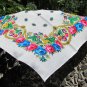 Vintage Floral Wool and Acrylic White Scarf, Ukrainian White Shawl, Russian Floral Scarf, Floral Whi