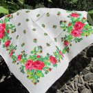 Vintage Floral Wool and Acrylic White Scarf, Ukrainian White Shawl, Russian Floral Scarf, Floral Whi