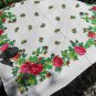 Vintage Floral Wool and Acrylic White Scarf, Ukrainian White Shawl, Russian Floral Scarf, Floral Whi