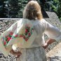 Vintage Floral Wool White Scarf, Ukrainian White Shawl, Russian Floral Scarf, Floral White Head Scar