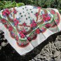 Vintage Wool and Acrylic Floral White Scarf, Ukrainian Babushka White Shawl, Russian Floral Scarf, F