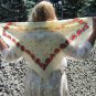 Vintage Wool Ukrainian Floral White Scarf, Ukrainian White Shawl, Russian Floral Scarf, Floral White