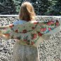 Vintage Wool Floral White Scarf, Ukrainian White Shawl, Russian Floral Scarf, Floral White Head Scar