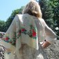Vintage Wool Ukrainian Floral White Shawl, Ukrainian White Shawl, Russian Floral Scarf, Floral White