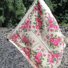Medium Vintage White Wool Floral Babuska Scarf, Ukrainian White Shawl, Russian Floral Scarf, Floral 