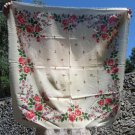 Vintage White Wool Floral Babuska Scarf, Ukrainian White Shawl, Russian Floral Scarf, Floral White H