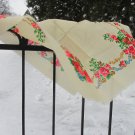 Vintage Wool White Shawl, Vintage Ukrainian Shawl, Russian Floral Scarf ,russian floral scarf, head 