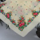 Russian Floral Scarf , Vintage Wool White Shawl, Vintage Ukrainian Shawl, russian floral scarf, head