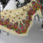 Vintage Wool White Shawl, Vintage Ukrainian Shawl, Russian Floral Scarf ,russian floral scarf, head