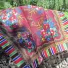 Vintage Floral Vinous Scarf, Ukrainian Wool and Acrylic Vinous Shawl, Russian Floral Scarf, Floral V