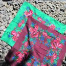 Vintage Floral Green or Vinous Scarf, Ukrainian Wool and Acrylic Green Shawl, Russian Floral Scarf, 