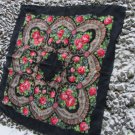 Vintage Ukrainian shawl, Russian shawl, black Wool shawl, Tablecloth, Floral Shawl ,Shawl With Tasse