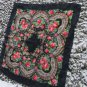 Vintage Ukrainian shawl, Russian shawl, black Wool shawl, Tablecloth, Floral Shawl ,Shawl With Tasse