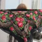 Vintage Ukrainian shawl, Russian shawl, black Wool shawl, Tablecloth, Floral Shawl ,Shawl With Tasse