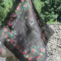 Vintage Floral Black Scarf, Ukrainian Wool and Acrylic Black Shawl, Russian Floral Scarf, Floral Bla