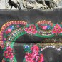 Vintage Floral Black Scarf, Floral Black Head Scarf, Ukrainian Wool and Acrylic Black Shawl, Russian
