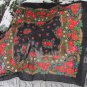 Vintage Wool Black Shawl, Vintage Ukrainian Shawl, Russian Floral Scarf ,russian floral scarf, black