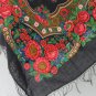 Vintage Wool Black Shawl, Vintage Ukrainian Shawl, Russian Floral Scarf ,russian floral scarf, black