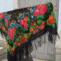 Vintage Ukrainian shawl, Russian shawl, Wool shawl, Floral Shawl, Babushka Russian