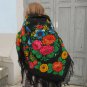 Vintage Ukrainian shawl, Russian shawl, Wool shawl, Floral Shawl, Babushka Russian
