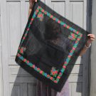 Black Vintage Wool Floral Lovely Scarf, Black Ukrainian Shawl, Russian Floral Scarf, Floral Black He